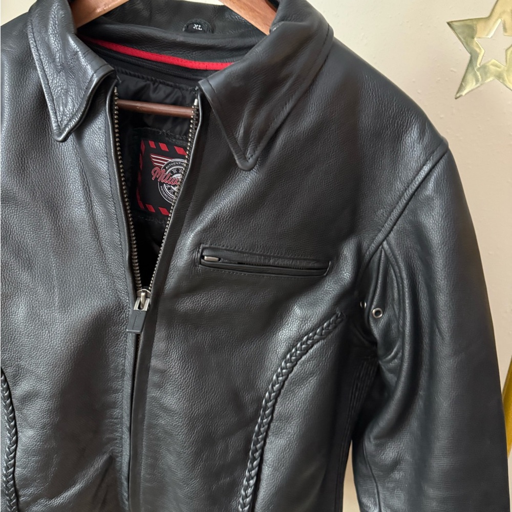 Milwaukee Leather Moto Jacket Women XL Genuine Leather Black Motorcycle Jacket
